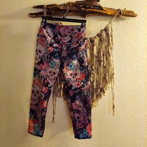 Evolution and Creation Floral Skull Leggings